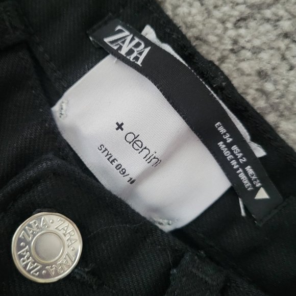 ZARA Denim Barrel Leg Mid Rise Regular Length Jean Black Size 2 - Picture 5 of 7